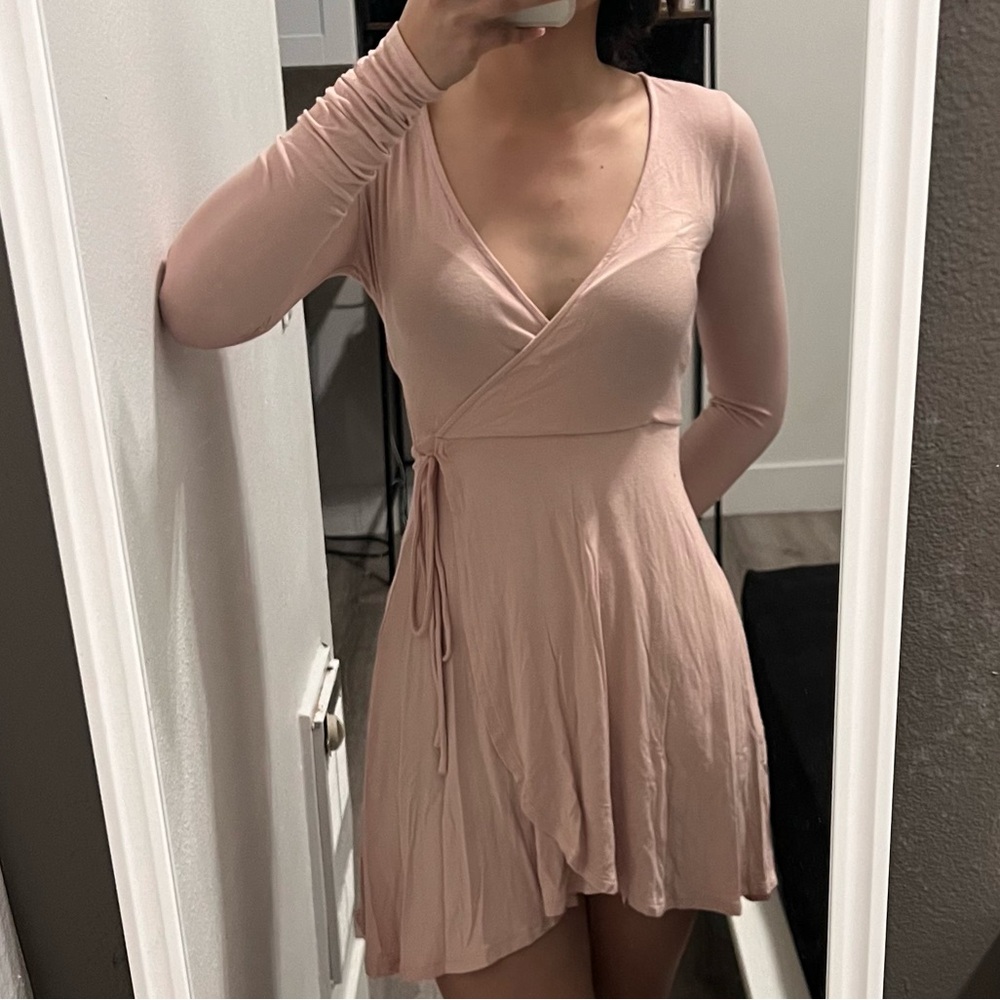Coral long sleeve dress